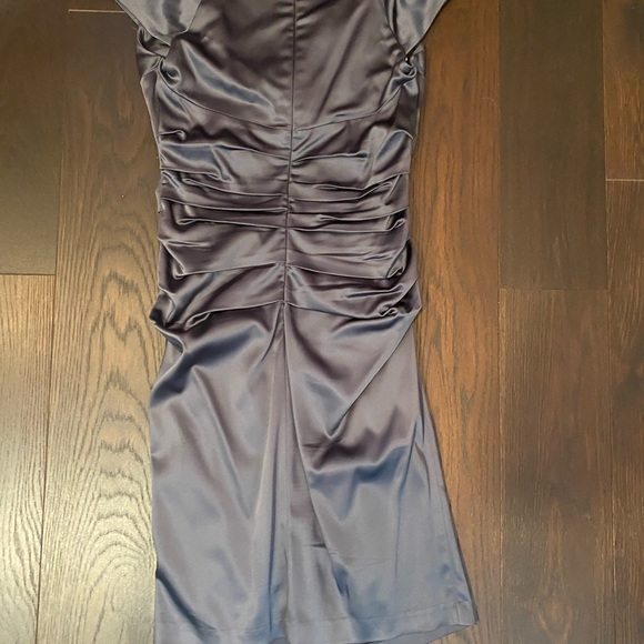 Suzi Chin for Maggie Boutique size 10 satin grey dress - Picture 5 of 6
